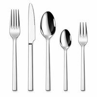 Ensemble de couverts en acier inoxydable 304, manche carré, 5 pièces, poli miroir, passe au lave-vaisselle, qualité alimentaire, pour la maison, la cuisine, les restaurants