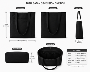 Sac fourre-tout minimaliste en toile noire avec broderie soleil, design uni, idéal pour le shopping en toutes saisons - Product Image 2