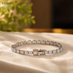 Iced Out 925 Sterling <b>Silver</b> Tennis Chain <b>Bracelet</b> Round Brilliant Cut Moissanite Gift for Women's Wear - Product Image 4