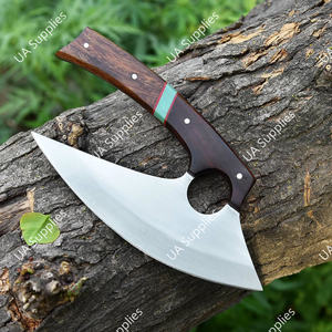 Couteau Ulu à manche coloré exotique, lame en acier inoxydable, gaine ambidextre, coffret cadeau personnalisable, vente en gros OBM/OEM - Product Image 3