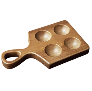 Plateau rond en bois pour œufs, avec 18 emplacements pour œufs farcis, plateau de service avec poignées en cuir pour la présentation des aliments lors de fêtes - Product Image 5