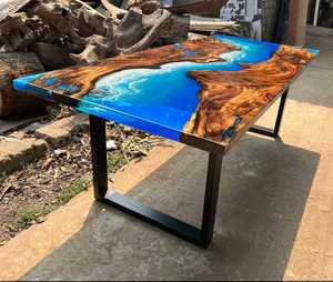 Premium Handmade Hardwood River <b>Table</b> <b>Epoxy</b> Resin Live Edge Dining <b>Table</b> Modern Wooden Furniture for Luxury Homes Hotels - Product Image 2
