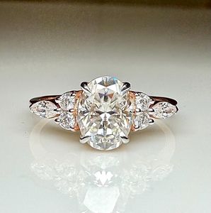 Bague florale en or rose 14 carats avec diamant ovale de 1,00 carat, cultivé en laboratoire, certifié IGI, pour mariage, fête, cadeau pour elle - Product Image 1