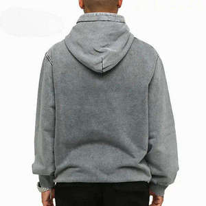 Sweat à capuche pour homme de haute qualité, effet délavé, 100% polyester, léger, respirant, streetwear d'hiver, logo personnalisé sur le devant - Product Image 1