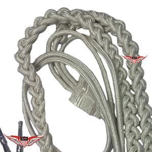 Aiguillette de parade tressée argentée, Aiguillette russe soviétique, Aiguillette torsadée avec pointe métallique - Product Image 4