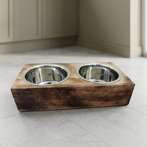 Bols surélevés en bois pour animaux de compagnie, en acier inoxydable, pour chiens et chats, ensemble de bols pour nourriture et eau - Product Image 1
