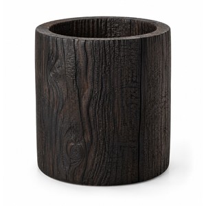 Charred Acacia Wood Rustic Eco-friendly Floor <b>Vase</b> Planter | Handmade Brown 30x30x35cm Indoor/Outdoor Garden Decor Wholesale - Product Image 1