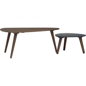 Scandinavian Nested <b>Coffee</b> <b>Table</b> Set of 2 with Pebble-Shaped Tops and Solid Wood Tripod Legs for Residential <b>Small</b> Apartments - Product Image 2