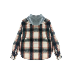 Camisa con Capucha de Corte Holgado con Bordado Personalizado OEM, 100% Algodón Suave, Camisa de Franela Tejida, Camisa Clásica con Capucha a Cuadros - Product Image 2