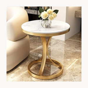 Modern Round Marble Top Coffee <b>Table</b> With <b>Gold</b> Metal Frame Contemporary Living Room Furniture Decorative <b>Side</b> <b>Table</b> - Product Image 1