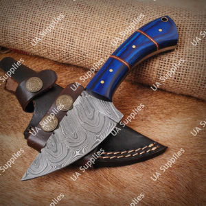 Cuchillo Profesional Multifuncional de Acero de Damasco con Patrón Trenzado, Hoja Fija de Espiga Completa para Caza, Supervivencia y Camping - Product Image 5
