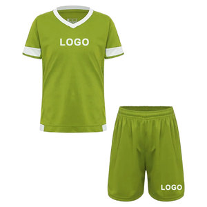 Conjunto de Camiseta de Fútbol Personalizable con Cuello en V Azul para Niños, 100% Poliéster, Absorbe la Humedad, Uniformes con Impresión por Sublimación - Product Image 4
