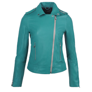 Veste de moto en cuir véritable pour femme, coupe slim, style motard, automne-hiver, imperméable, coupe-vent, mode, streetwear, OEM - Product Image 1