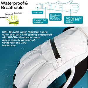 Guantes de Esquí Profesionales Impermeables, Guantes Térmicos de Nieve con Función de Pantalla Táctil, Equipo de Snowboard Resistente para Clima Frío - Product Image 6