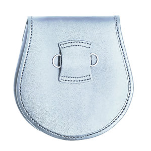 Sporran écossais blanc pour homme en similicuir végétalien avec badge de chardon et sangle à chaîne, pour tenue des Highlands - Product Image 5