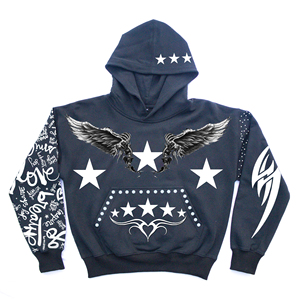 Hoodie tendance avec impression sérigraphique en strass pour homme, coupe ample, tissu 100% coton, style streetwear décontracté, unisexe - Product Image 1