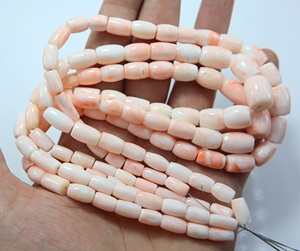 Perles tubulaires en corail rose naturel japonais, lisses, en pierre précieuse, brin de 17 pouces pour la fabrication de bijoux - Product Image 3