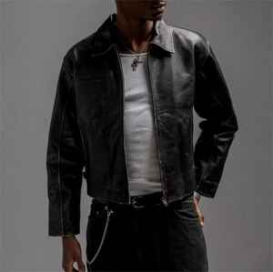 Chaqueta de Invierno para Hombre XS, Personalizable, Estilo Urbano, Cuero Vacuno y Lona, Ecológica, Transpirable, Resistente al Viento, Gran Venta - Product Image 3