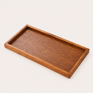 Bandeja Rectangular de Madera Maciza Hecha a Mano de Primera Calidad, Plato Decorativo Minimalista con Vetas Naturales para Té, Café y Desayuno - Product Image 1
