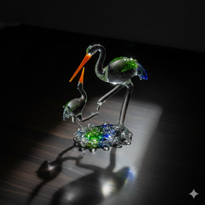 Figura de Cristal Hecha a Mano de la Familia Pelican y Juguete Decorativo Navideño de la India (Rajasthan) - Product Image 4