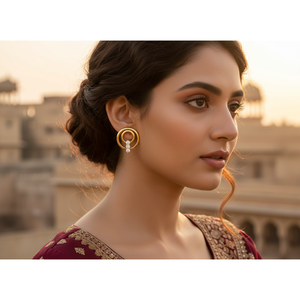 Boucles d'oreilles clous cercle concentrique en or 10 carats, diamant de laboratoire VVS1, bijoux minimalistes, vente en gros, fabricant sur mesure - Product Image 3