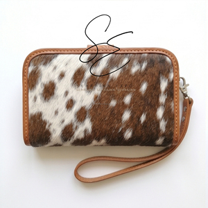 Cartera de mano de cuero genuino con diseño floral, hecha a mano, estilo vintage para mujer, personalizada, OEM - Product Image 4