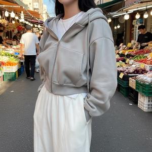 Sudaderas con Capucha para Mujer, Manga Larga, con Cordón Ajustable, Sudadera Corta, Jersey Deportivo, Top - Product Image 5