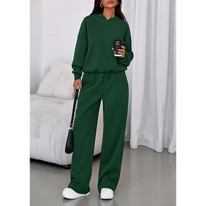 Conjunto de Sudadera con Capucha y Pantalones Deportivos de Algodón Premium para Mujer, Estilo Deportivo Informal y Acogedor - Product Image 2
