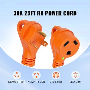 Cavo di Prolunga per Camper da 7,6 m, Resistente, 30 Amp, con Indicatore LED, Connettore Femmina NEMA TT 30R e Maschio NEMA TT 30P, per Sistemi Elettrici RV - Product Image 2