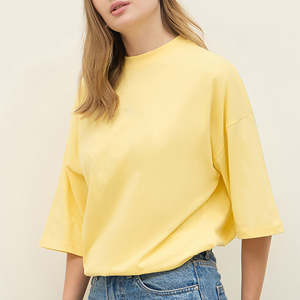 Camisetas de Algodón para Mujer, Logotipo Personalizado, Color Sólido, Corte Ajustado Informal, Transpirable, Manga Corta, Alta Calidad, Venta al Por Mayor - Product Image 5