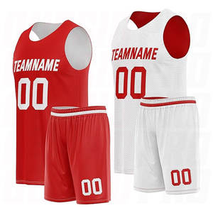 Conjuntos de Uniformes de Baloncesto Rojos y Blancos al por Mayor, Uniformes de Baloncesto de Poliéster Transpirable sin Mangas, Jersey y Pantalones Cortos Personalizados para Equipos - Product Image 1