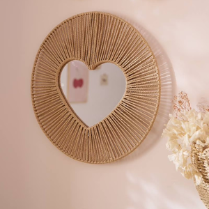 Espejo decorativo de pared con forma de corazón de cuerda de papel Handowen, espejo de baño, espejo de dormitorio, de Vietnam. - Product Image 3