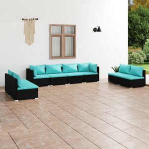Conjunto de Muebles de Jardín de Ratán PE Negro con Acero con Recubrimiento en Polvo, Colección de Muebles Duraderos para Exteriores - Product Image 1