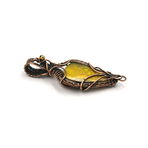 Collar con Colgante de Corazón de Jaspe Amarillo Hecho a Mano, Envuelto en Alambre, Chapado en Oro de 18K, Joyería de Cobre con Piedras Preciosas, Colgante Boho Grande - Product Image 2
