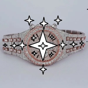 Reloj Cronógrafo Deportivo de Lujo Automático de Acero Inoxidable con Movimiento Mecánico de Cristal y Brazalete de Moissanita Estilo Hip Hop - Product Image 1