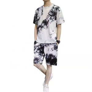 Ensemble T-shirt et short de course tricoté pour homme, décontracté, uni, écologique, haute qualité, séchage rapide, respirant, couleur contrastante - Product Image 1