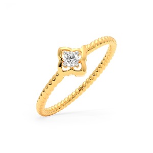 Anillo Solitario Minimalista de Lujo Chapado en Oro con Diamante Natural en Plata de Ley 925 para Mujer, para Boda o Compromiso - Product Image 1
