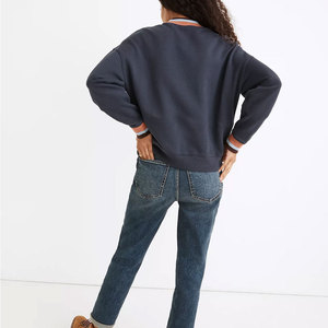 Sudadera de cuello redondo para mujer, personalizada, de otoño, informal, de tejido grueso de algodón y felpa francesa, con apliques de cristal y bordados. - Product Image 3