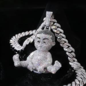 Hot Selling Moissanite <b>Pendant</b> Custom Font Rabbit <b>Bail</b> 925 Silver Iced Out Vvs Custom Moissanite <b>Pendant</b> - Product Image 3