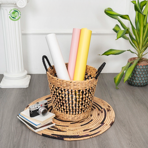 Cesta de jacinto de agua con diseño de roseta y asa. Cesta de almacenamiento hecha a mano. Venta al por mayor. Ecológica. Hecho en Vietnam. - Product Image 4