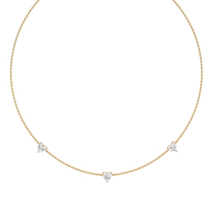 สร้อยคอ Adore Trinket ดีไซน์หรูหราและสง่างาม ทำจากเงินแท้ 9KT, 10KT, 14KT, 18KT ประดับเพชรทรงหัวใจเพาะเลี้ยงในห้องปฏิบัติการ เหมาะสำหรับเป็นของขวัญสำหรับผู้หญิง - Product Image 1