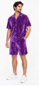 premium <b>velvet</b> summer clothing short sleeve <b>shirt</b> matching shorts soft relaxed fit wholesale unisex <b>velvet</b> <b>shirt</b> and short - Product Image 2