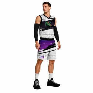 Uniforme de Baloncesto Personalizado para Hombre con Diseño de Grafiti, Jersey de Malla Sublimada, Pantalones Cortos, Ropa Deportiva de Equipo, Kit de Equipamiento para Juego, Venta OEM Profesional - Product Image 1
