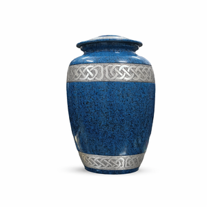Blue Celtic Pattern Metal <b>Urns</b> for Ashes Traditional Memorial Keepsake Metal <b>Urns</b> for Adult Cremation - Product Image 1