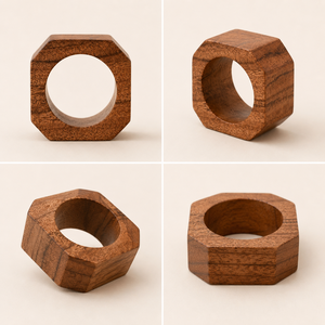 Anneaux de serviette octogonaux en bois de qualité supérieure, écologiques, en bois massif, accessoires de table pour fêtes et décoration intérieure, fournisseur en gros - Product Image 3