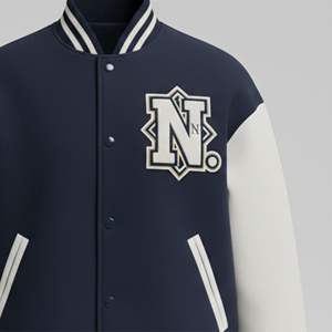 Veste de sport scolaire en laine avec manches en cuir de vachette, patchs brodés personnalisés, fournisseur OEM - Product Image 4