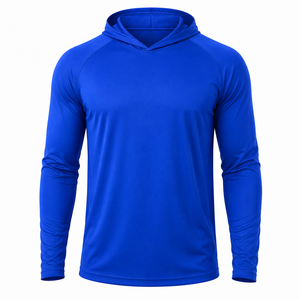 เสื้อฮู้ดดี้ลำลองแขนยาวสีน้ำเงินรอยัลสำหรับผู้ชาย พิมพ์ลายด้วยความร้อน แบรนด์สั่งทำได้ แห้งเร็ว ผ้าโพลีเอสเตอร์ 140 กรัม สีพื้น สำหรับตกปลา - Product Image 1