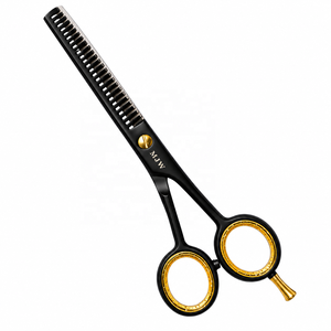 Ciseaux à effiler les cheveux en acier inoxydable, pour droitiers, noirs, légers, outil professionnel pour barbier et salon, CE & ISO 13485 - Product Image 1