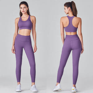 Ensemble de vêtements de sport pour femmes, 2 pièces, leggings longs, coupe ample, taille haute, sans couture, séchage rapide - Product Image 1