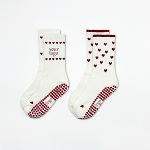 Custom Logo Heart Pattern <b>Crew</b> <b>Socks</b> Anti-Slip Cotton Cute Ruffle Cotton <b>Crew</b> <b>Socks</b> for <b>Women</b> Youth OEM ODM Multicolor - Product Image 1